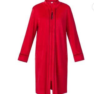 Aria Stretch Velour Long Sleeve Zip Front Sleepwear Robe with Pockets XL
